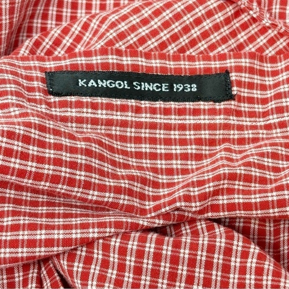 KANGOL Men's Red Plaid Button Down Up Sleeve Shirt Pocket Logo Size Large - Picture 7 of 7